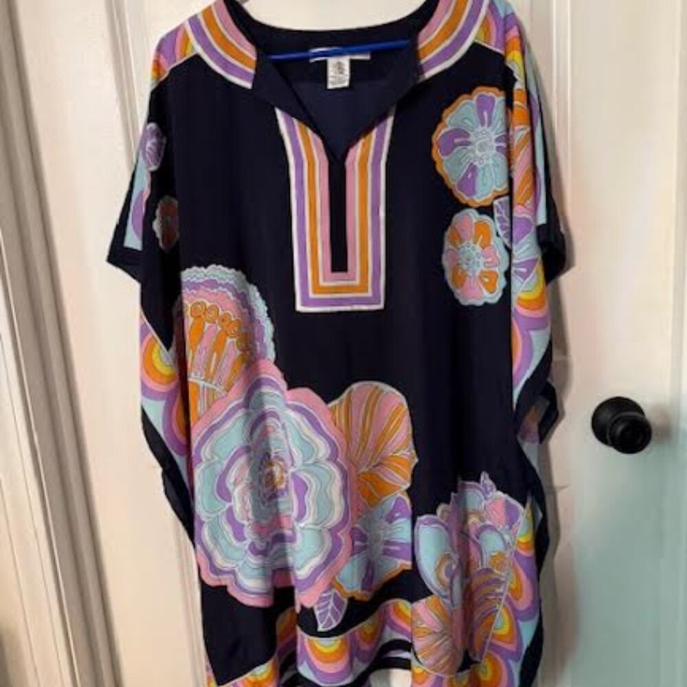 Trina Turk dress, size M/L, Navy, pink, purple, orange